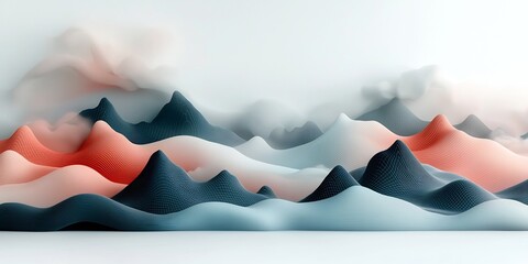 Leinwandbilder - Pastel Mountain Panorama   Abstract Cascading Waves of Dots and Lines Across a Stunning 3D CGI Backdrop with Bright White Display and Flawless Finish