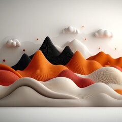 Leinwandbilder - Breathtaking pastel mountain range with mesmerizing dot and line patterns flowing across the canvas creating a serene and visually striking digital landscape in a pristine minimalist environment