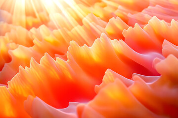 Leinwandbilder - An abstract modern orange coral background with peach hue rays stretches across panoramic view, capturing vibrant hues of a sunny summer morning, creating a luxurious and long backdrop that exudes po