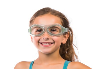 Wall Mural - Girl wear swimsuite portrait glasses goggles.