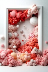 Poster - Surreal pastel alien world with fantastical pastel formations intricate pastel textures and a bright white backdrop creating an otherworldly and dreamlike atmosphere