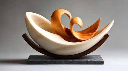 Poster - Exquisite marble textured sculpture with intricate organic design and captivating interplay of light and shadow  This elegant three dimensional artwork features smooth