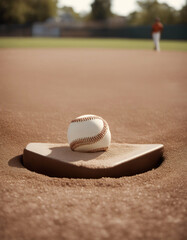 Wall Mural - baseball mound pitcher footed ball sport team play game fun culture tradition blur plate dirt grass field