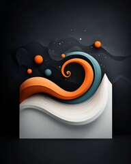 Leinwandbilder - Captivating 3D CGI artwork showcasing a surreal abstract scene with a dark backdrop and a mesmerizing wave like design formed by pastel colored dots and sinuous lines