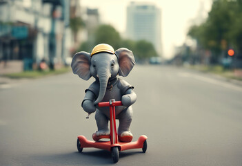Wall Mural - lmet push scooter protective funny riding sport transportation insurance activity leisure driver ani