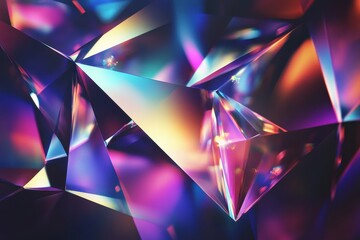 Poster - Iridescent crystal facets, glowing, abstract background, design