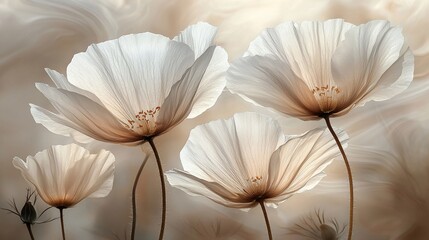 Poster - Elegant white flowers on a soft, abstract background.