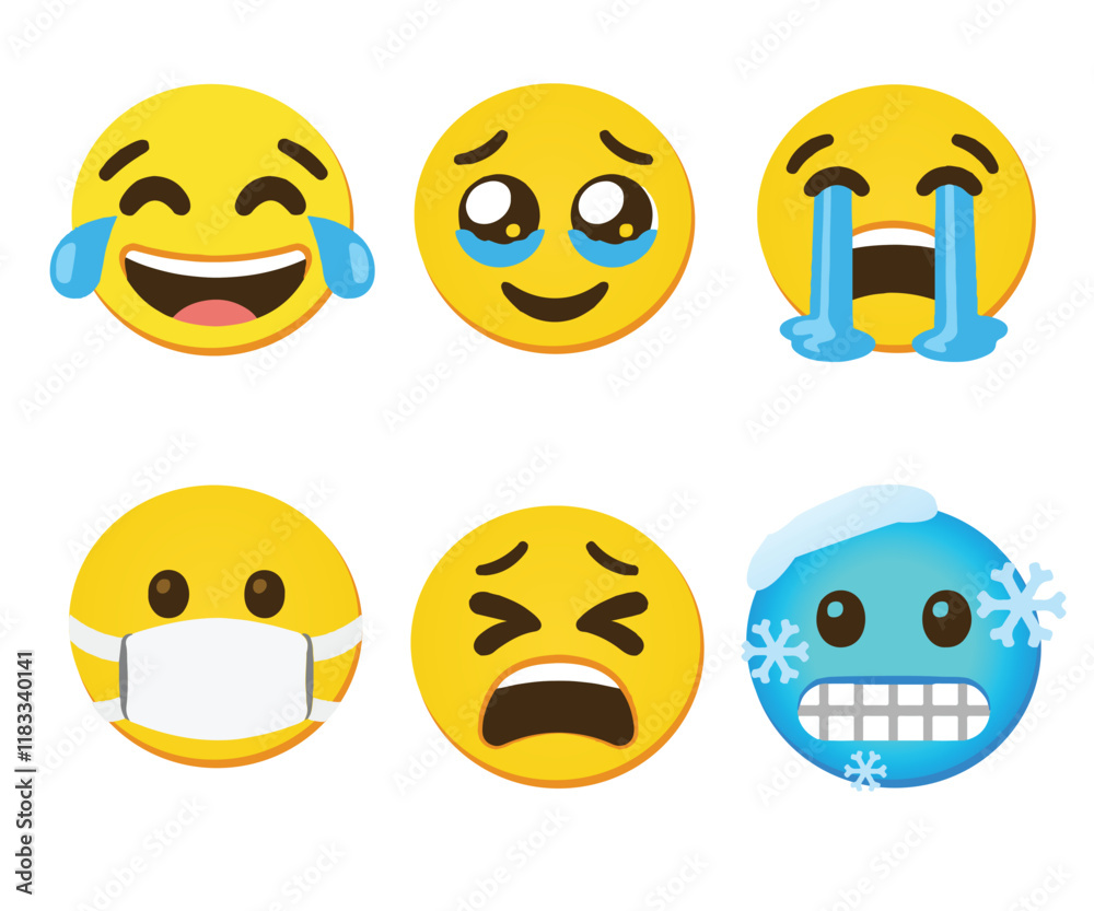 Smiling and Affectionate emoji set. Emoticons big set. Vector icons set ...