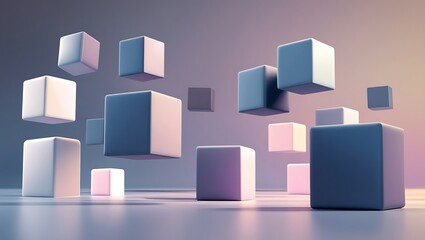 Abstract Pastel Cubes Floating In Space