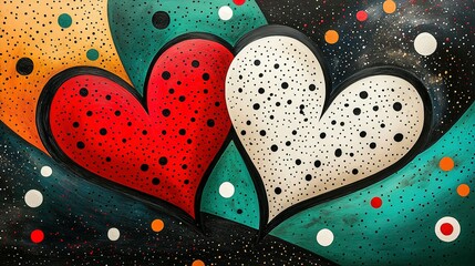 Poster - Two Intertwined Hearts Abstract Art Design