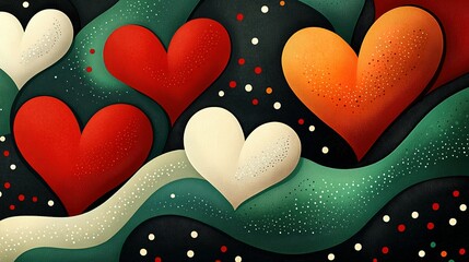 Poster - Abstract Heart Design Colorful Swirling Background