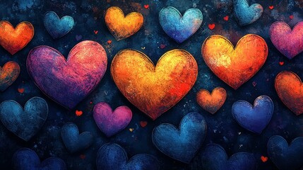 Poster - Colorful Hearts Background Artistic Wall Decor