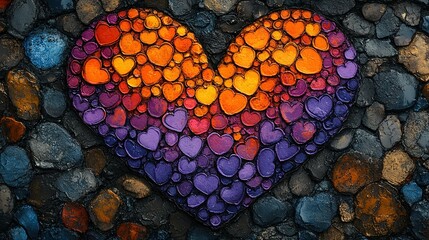 Poster - A vibrant heart composed of many smaller hearts