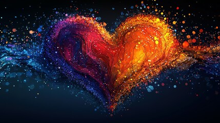 Poster - Abstract Colorful Heart Exploding with Vivid Hues
