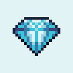 Leinwandbilder - pixel art diamond icon with blue color ,good for your game asset and project.