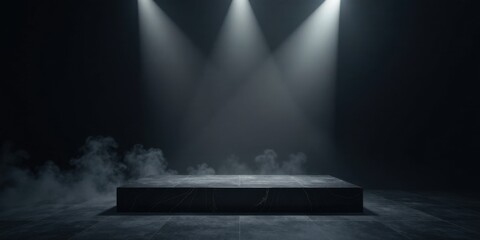 Aufkleber - Dark Marble Platform with Dramatic Lighting and Fog