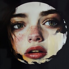 Wall Mural - Intriguing Female Portrait: A Hyperrealistic Masterpiece