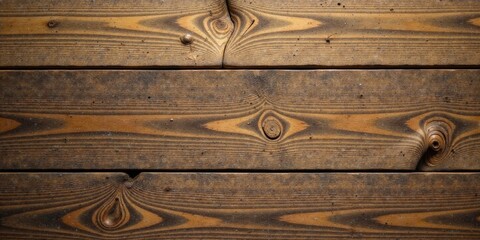 Poster - Dark Brown Wooden Planks with Knots and Grain Detail Texture