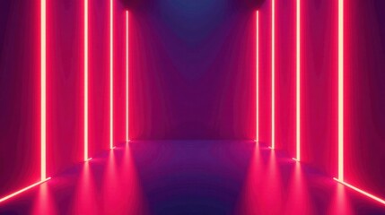 Leinwandbilder - Abstract Pink and Purple Neon Light Corridor Design