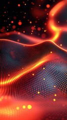 Poster - Abstract Red And Orange Dotted Wave Pattern