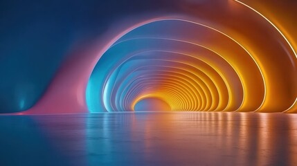 Poster - Minimalist tunnel with gradient colors Abstract Tunnel Background Style