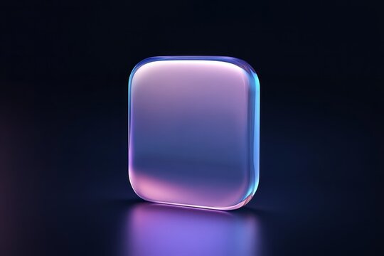 3D translucent glass, with soft gradients of blue and light purple tones. 