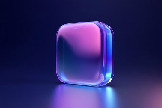 3D translucent glass, with soft gradients of blue and light purple tones. 