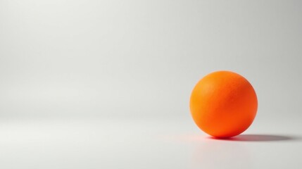 Poster - A vibrant orange sphere rests on a minimalist white background, a simple yet striking composition.