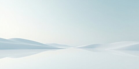 Aufkleber - Serene Minimalist Landscape Gentle Undulating Hills Reflecting in a Calm Body of Water