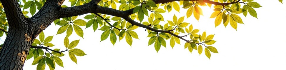 Bark of Quercus lusitanica tree on white background, botanical, flora, Quercus lusitanica