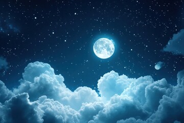 Wall Mural - night sky moon clouds astronomy.