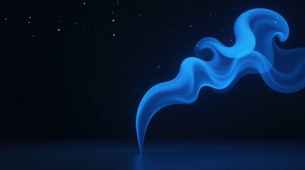 Poster - Abstract Blue Smoke Swirling in Darkness A Serene Digital Image