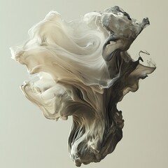 Wall Mural - Abstract Fluid Sculpture: Swirling Forms in Beige and Gray