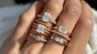© Atthapon - A hand is holding a stack of rings, including a diamond ring