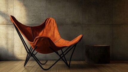 Leinwandbilder - Contemporary loft interior with polished concrete walls, wood flooring, and stylish furniture like a cloth chair for a cozy touch.