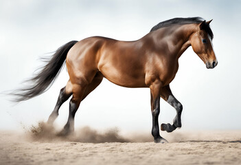Wall Mural - rearing olated bay horse background gallop sport equine speed freedom