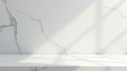 Poster - Clean Minimalist White Marble Surface with Light and Shadow