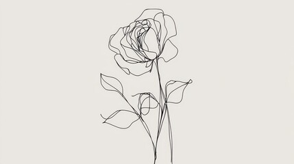 Poster - Continuous black line art of a rose, its flowing strokes highlighting elegance on a clean white canvas.