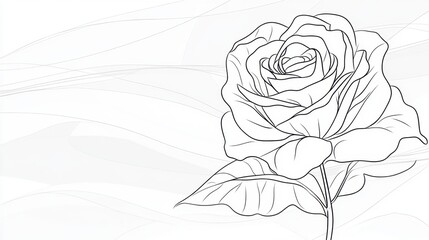 Poster - Continuous black line art of a rose, its flowing strokes highlighting elegance on a clean white canvas.