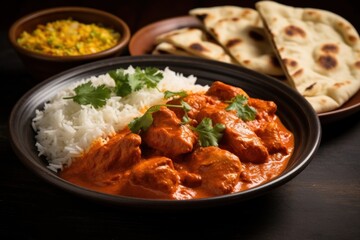 Canvas Print - Tikka masala curry plate food meat.