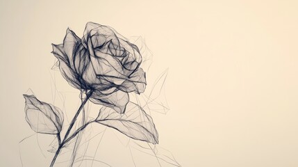 Poster - Continuous black line art of a rose, its flowing strokes highlighting elegance on a clean white canvas.