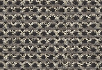 Poster - Abstract Geometric Pattern in Black and Cream. This image showcases a captivating repeating pattern of concentric circles and arches in shades of cream and black.