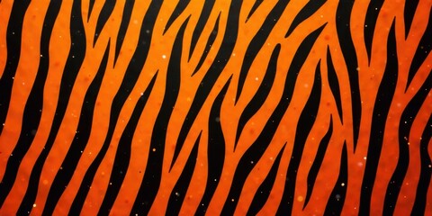 Poster - Orange and Black Tiger Stripe Pattern with Sparkling Dust