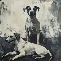 Wall Mural - Monochromatic Dog Portrait: A Study in Canine Companionship