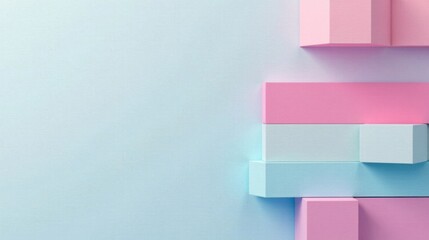 Aufkleber - Pastel-colored blocks arranged asymmetrically on a light blue background, ideal for minimalist designs or presentations.