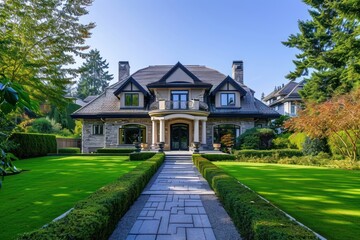 Sticker - A Luxury house in nice suburb in the north America architecture outdoors driveway.