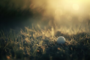 Poster - Golf ball grass sunlight outdoors.