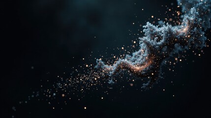 Poster - Abstract Frozen Branch with Glowing Particles and Dark Background