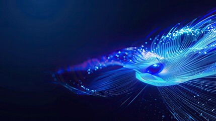 Leinwandbilder - Abstract futuristic backgrounds, blue glowing waves and swirls blooming like fireworks