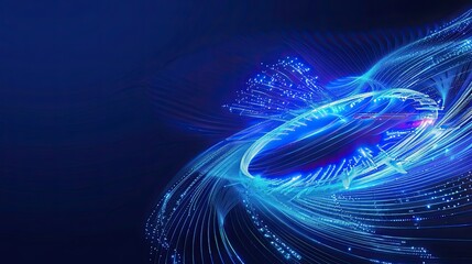 Leinwandbilder - Abstract futuristic backgrounds, blue glowing waves and swirls blooming like fireworks